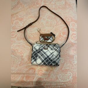 Dooney & Bourke Black, gray and White Plaid Crossbody Bag with matching wallet